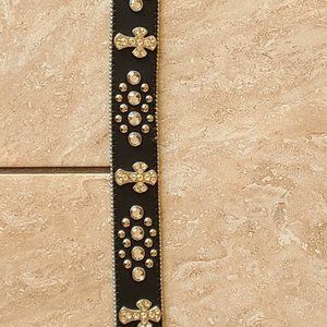 Black Rhinestone Cross Western Belt